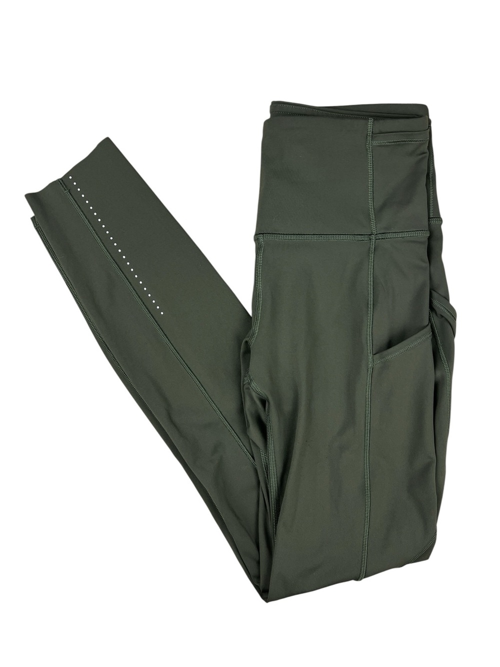 Lululemon Fast Free 7/8 Tight II Leggings Sz 4 Dark Olive Green Nulux Reflective